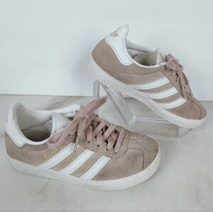 Adidas Toddler Girls' Gazelle Pink White Suede Low Sneakers, 12K